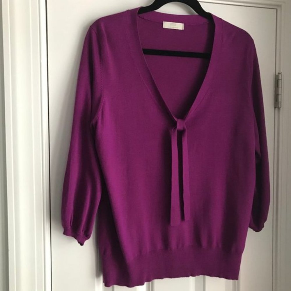 💗 NEW M&S Berry Soft Knit Tie Neck Sweater 16 - Picture 2 of 9